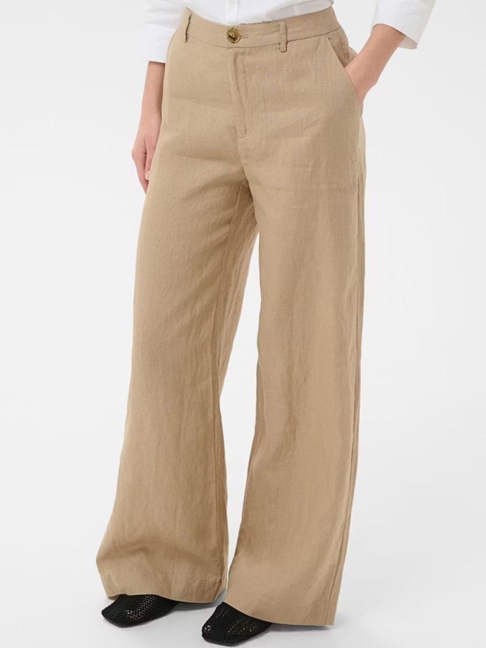 Part Two Copenhagen Ninnes Linen Wide Leg Trouser Pants Size 6 Tan Beige
